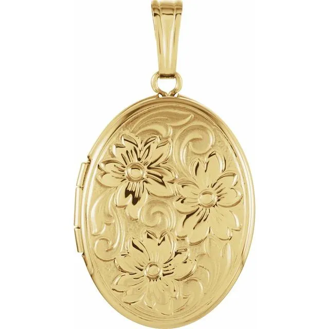 14K Yellow Gold Oval Locket