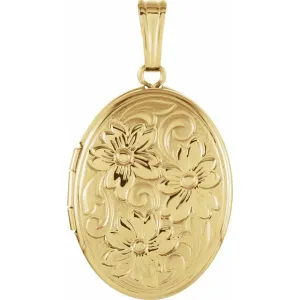 14K Yellow Gold Oval Locket