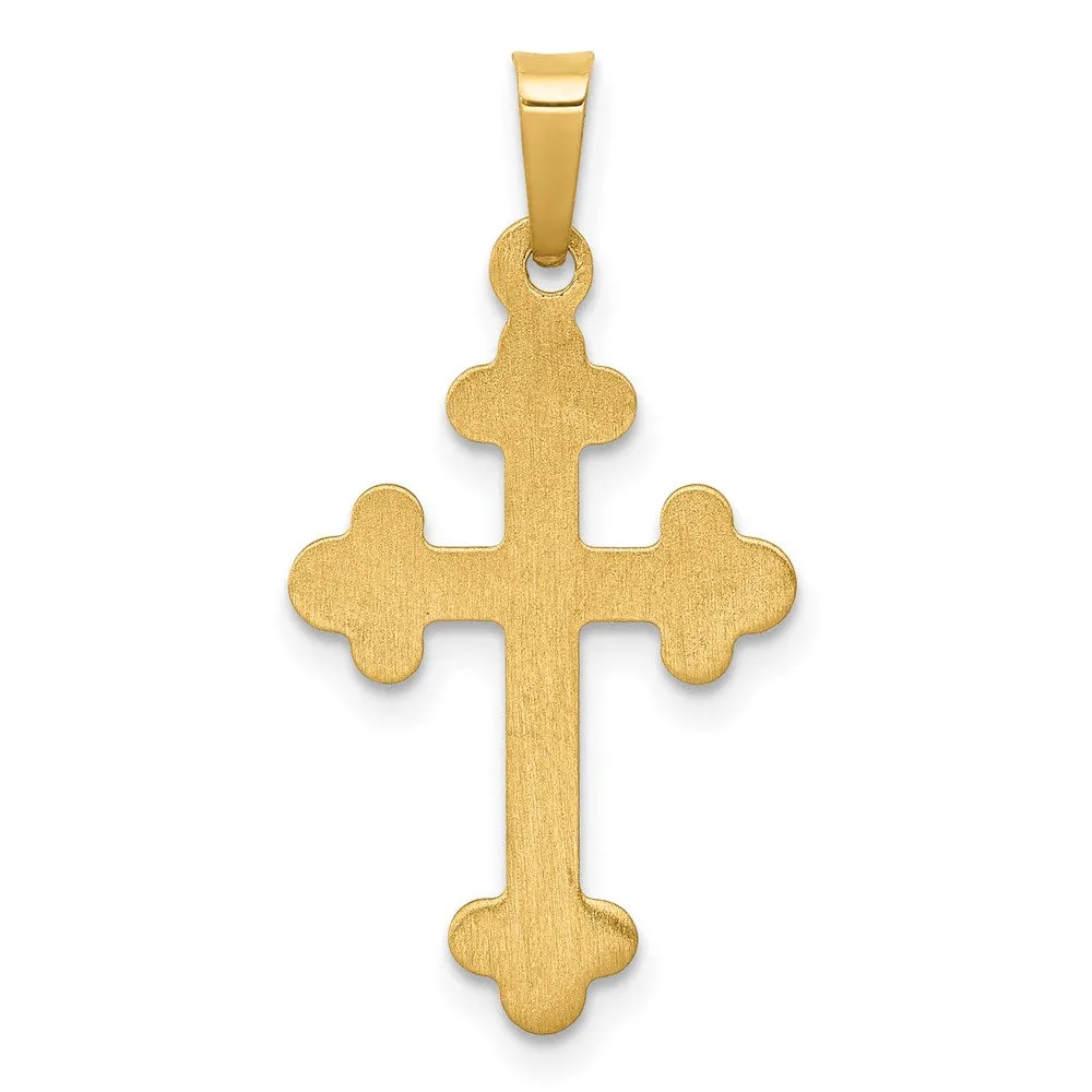 14k Yellow Gold Polished Budded Cross Pendant