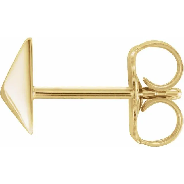 14K Yellow Gold Pyramid Single Earring