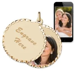 14K Yellow Gold Round Swivel Photo Pendant Jewelry
