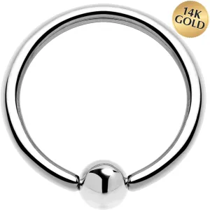 16 Gauge 3/8 Solid 14KT White Gold BCR Captive Ring