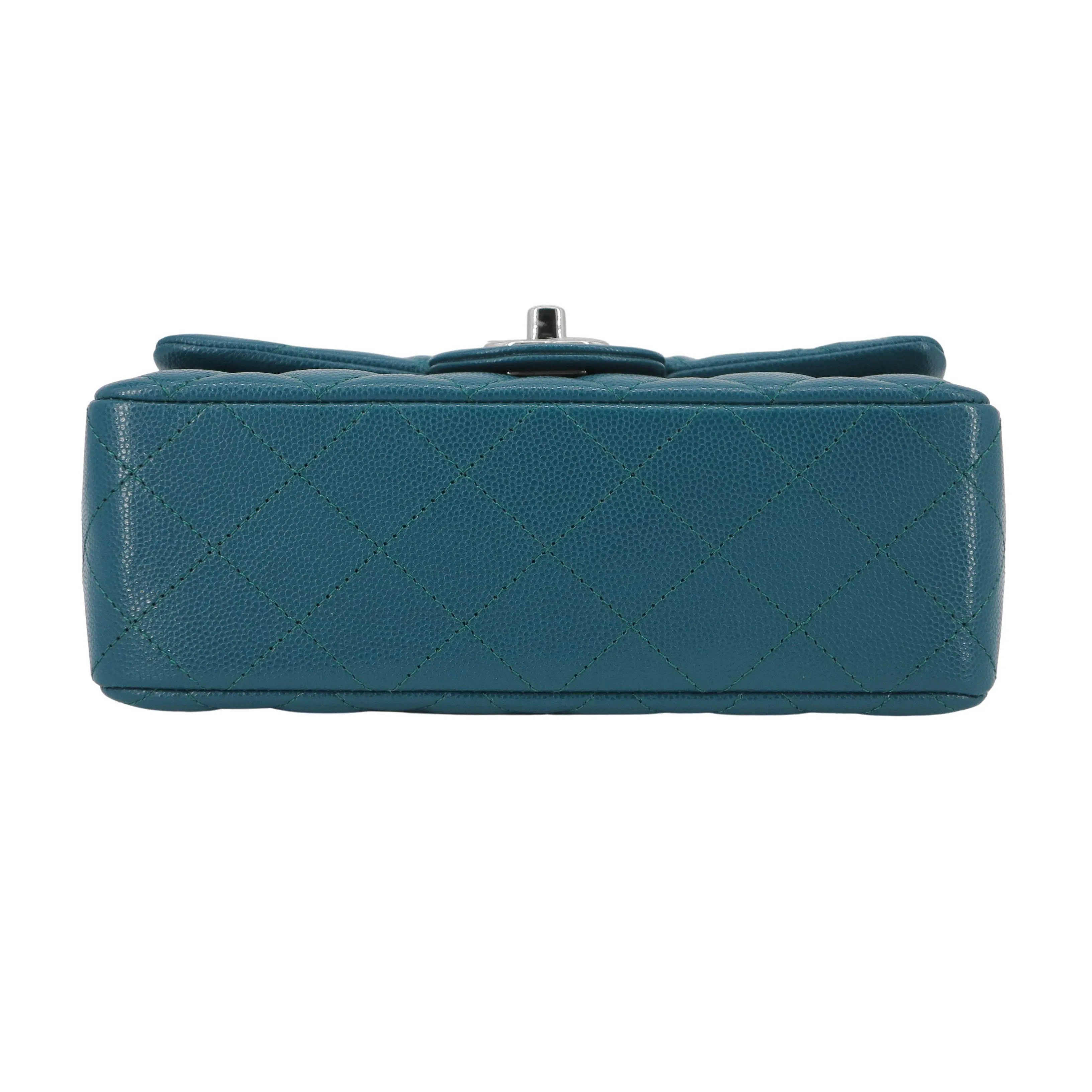 18B Dark Turquoise Caviar Classic Mini Rectangular Flap Bag