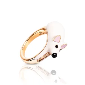 18K Gold-Plated Enamel Pino Mouse Ring