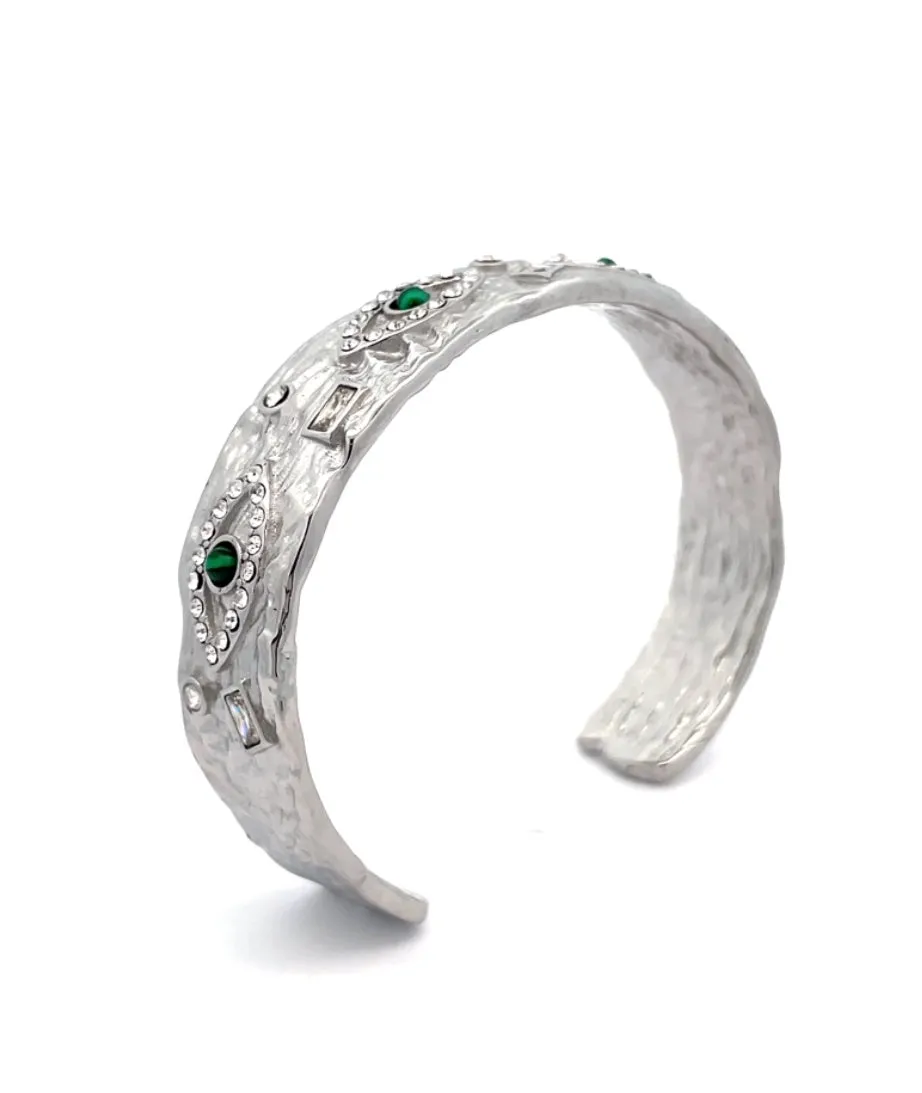 18K Gold-Plated Evil Eye open cuff Bangle