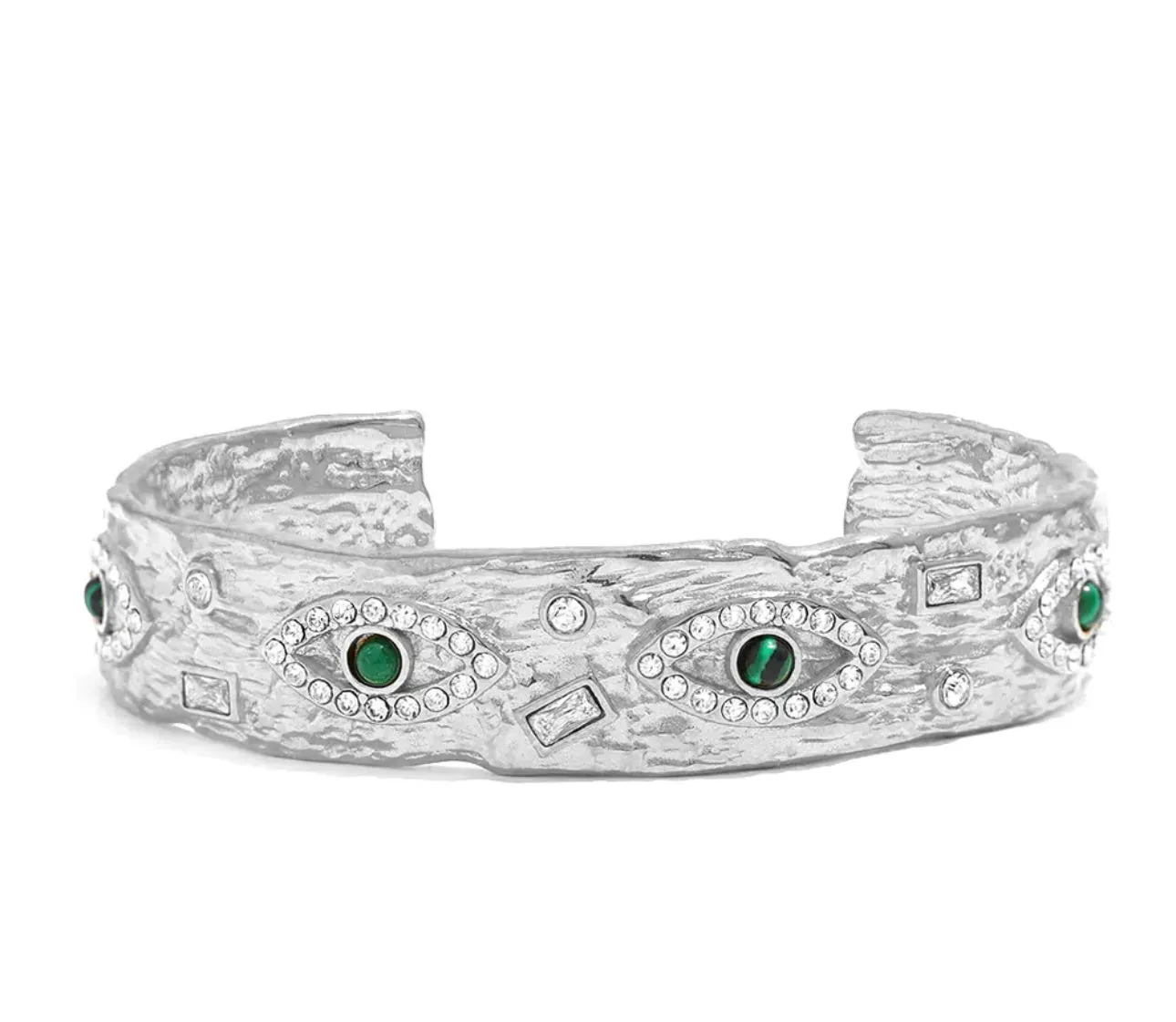 18K Gold-Plated Evil Eye open cuff Bangle