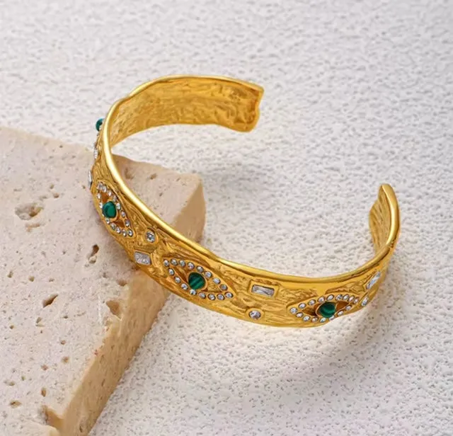 18K Gold-Plated Evil Eye open cuff Bangle