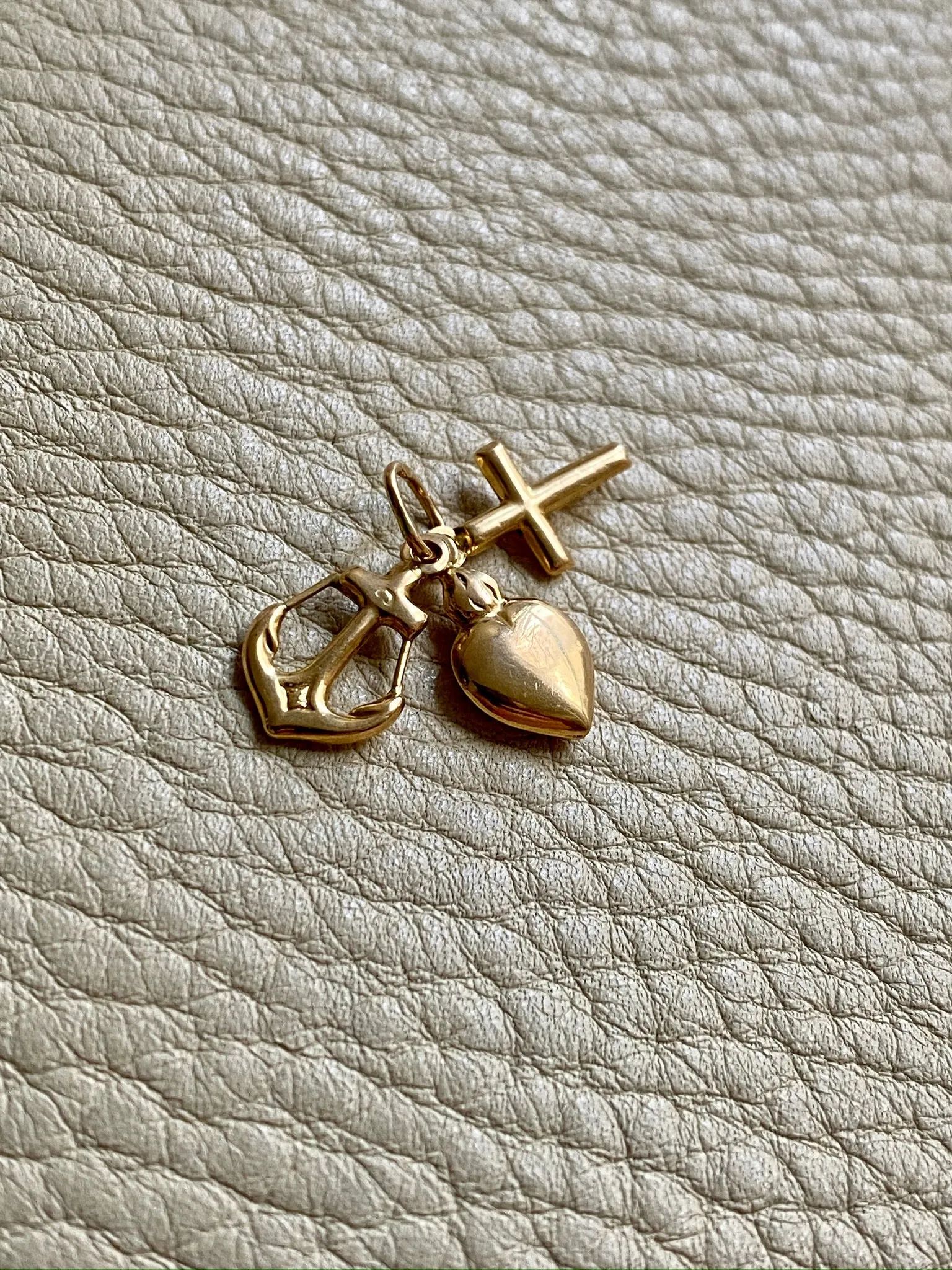 18k Gold Vintage Swedish Charm or Pendant - Cross, Heart, Anchor trio, Faith Hope Charity