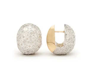 18K Yellow Gold Diamond Huggie Earrings