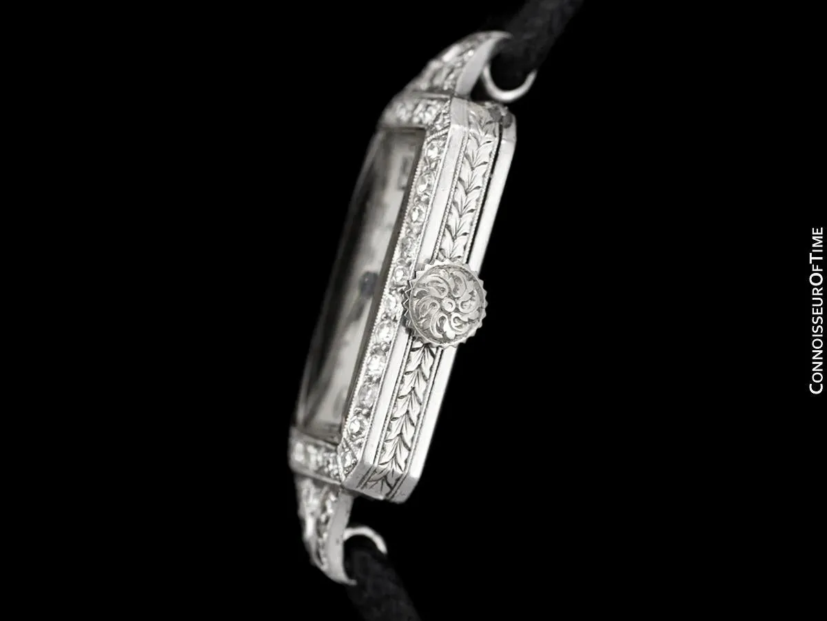 1920's Patek Philippe Tiffany & Co. Vintage Art Nouveau Ladies Watch - Platinum & Diamonds