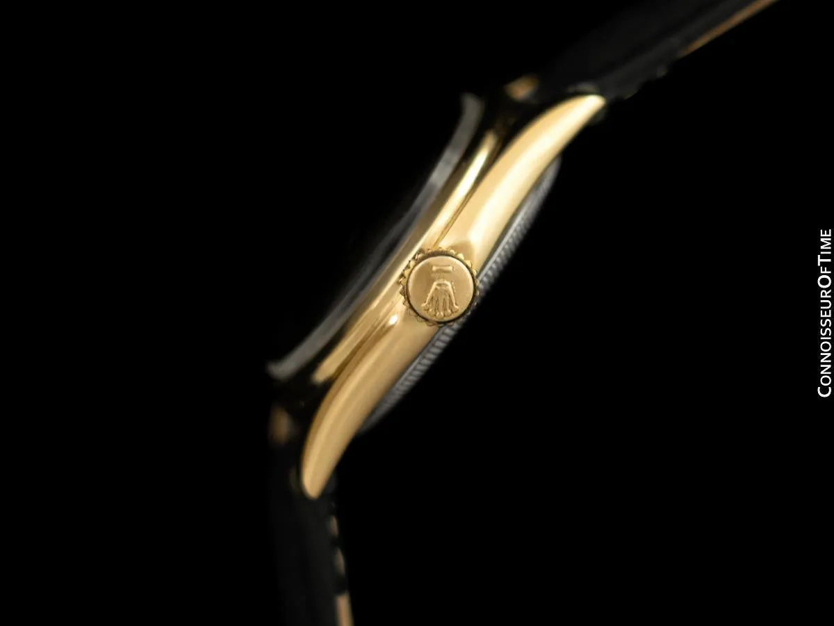 1940's Rolex Oyster Royal Mens Vintage "Shock Resisting" Watch, 14K Gold & Stainless Steel - Classic & Uncommon Design