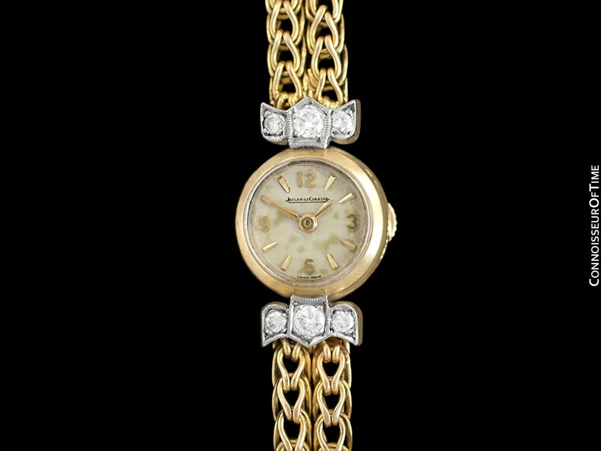 1950's Jaeger-LeCoultre Vintage Ladies Backwind Cocktail Watch - 18K Gold & Diamonds