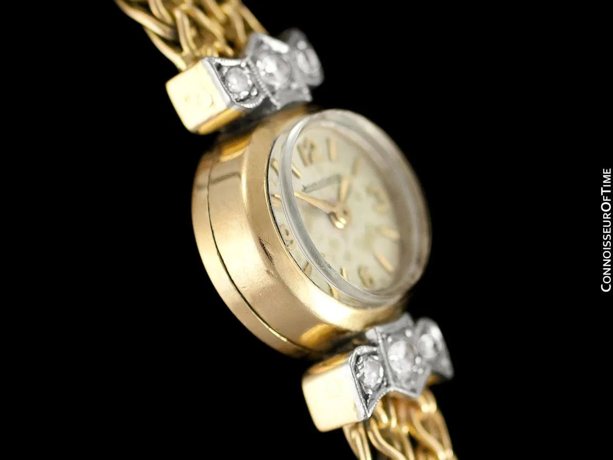1950's Jaeger-LeCoultre Vintage Ladies Backwind Cocktail Watch - 18K Gold & Diamonds