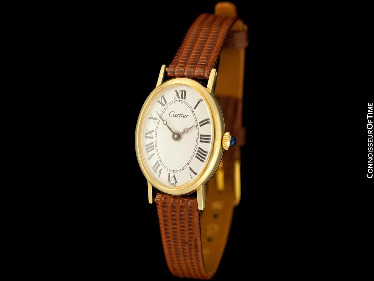 1960's Cartier Vintage Classic Ladies Handwound Watch - 14K Gold