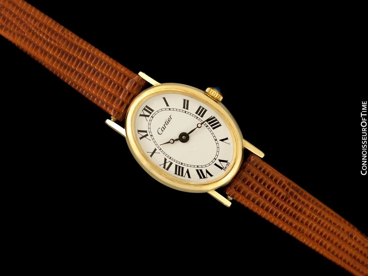 1960's Cartier Vintage Classic Ladies Handwound Watch - 14K Gold
