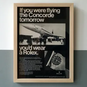 1960s ROLEX GMT-MASTER 1675 VINTAGE AD PRINT  WOOD FRAME