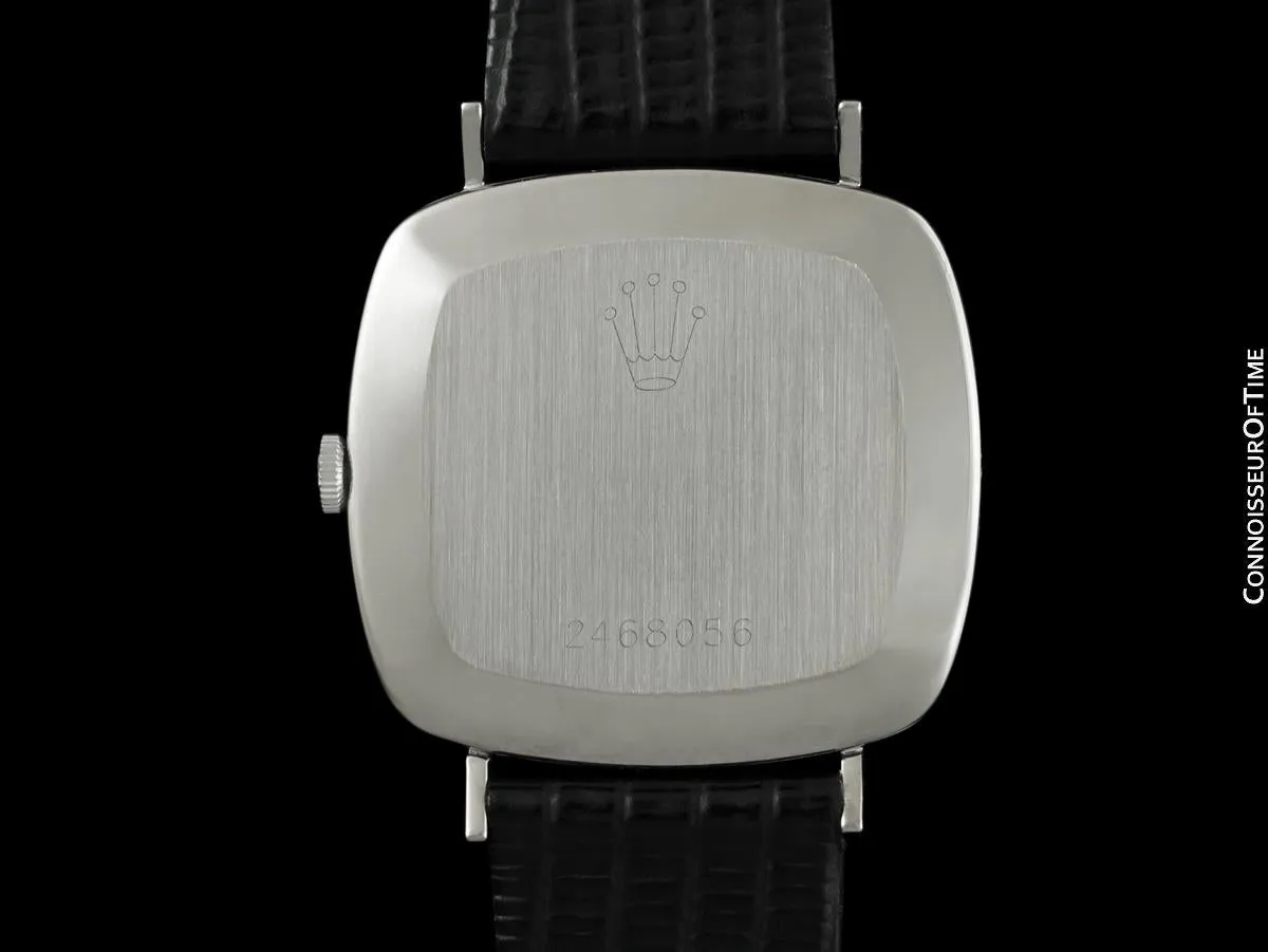 1970 Rolex Cellini Vintage Mens Handwound TV Watch with Bark Bezel, Ref. 3880 - 18K White Gold