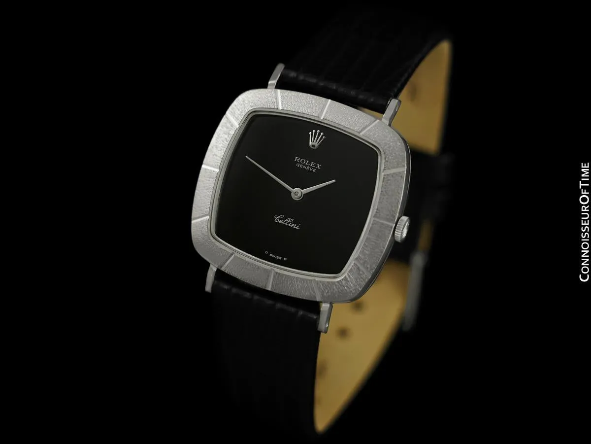 1970 Rolex Cellini Vintage Mens Handwound TV Watch with Bark Bezel, Ref. 3880 - 18K White Gold