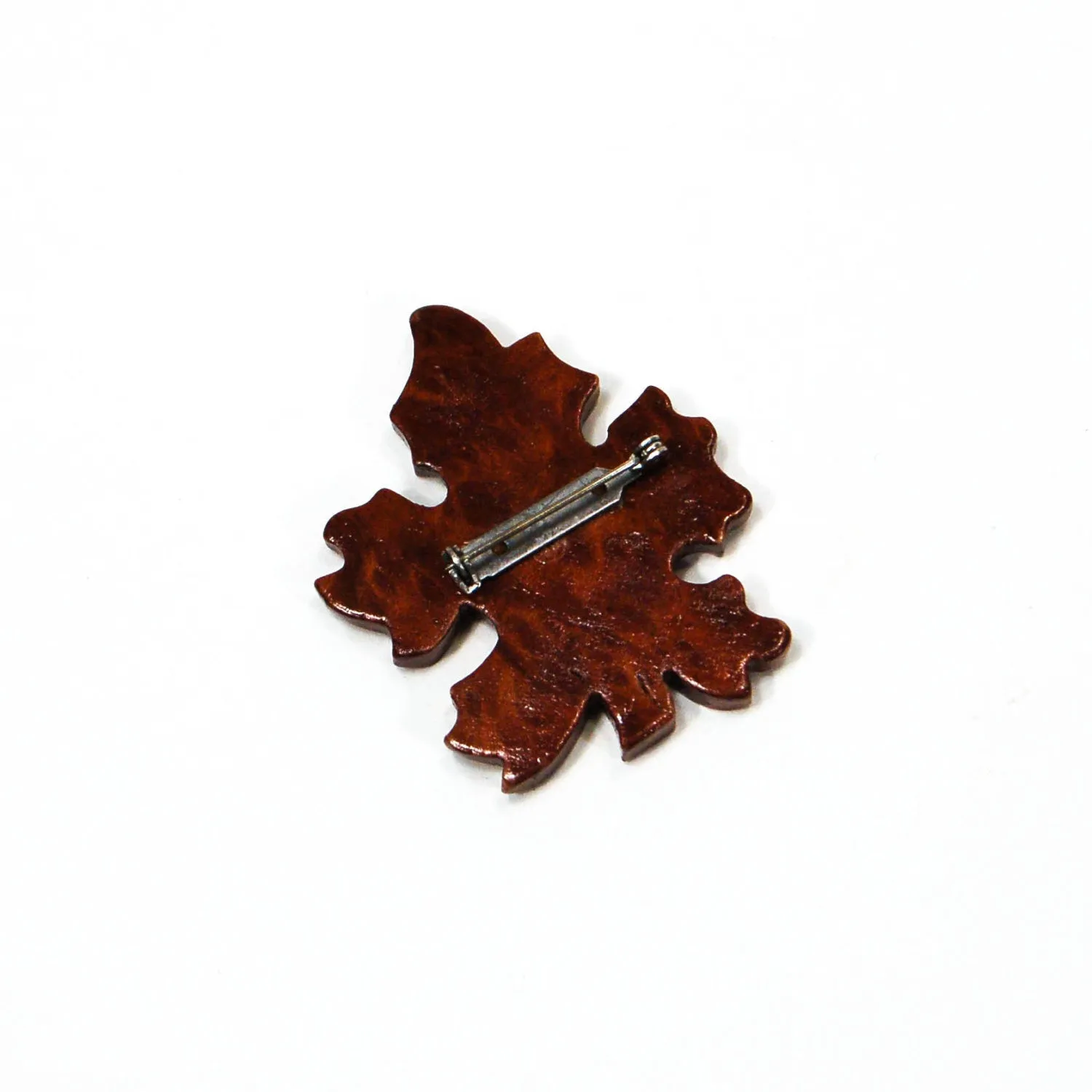 1970's Wood Oak Leaf Brooch