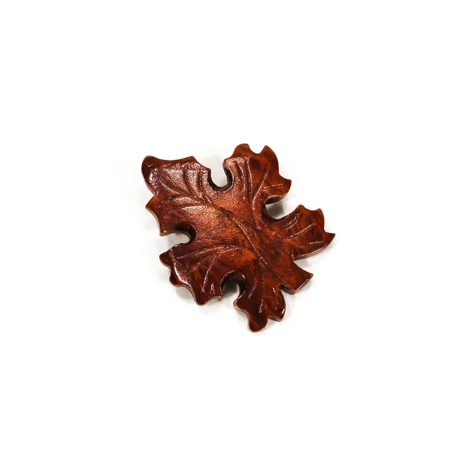 1970's Wood Oak Leaf Brooch