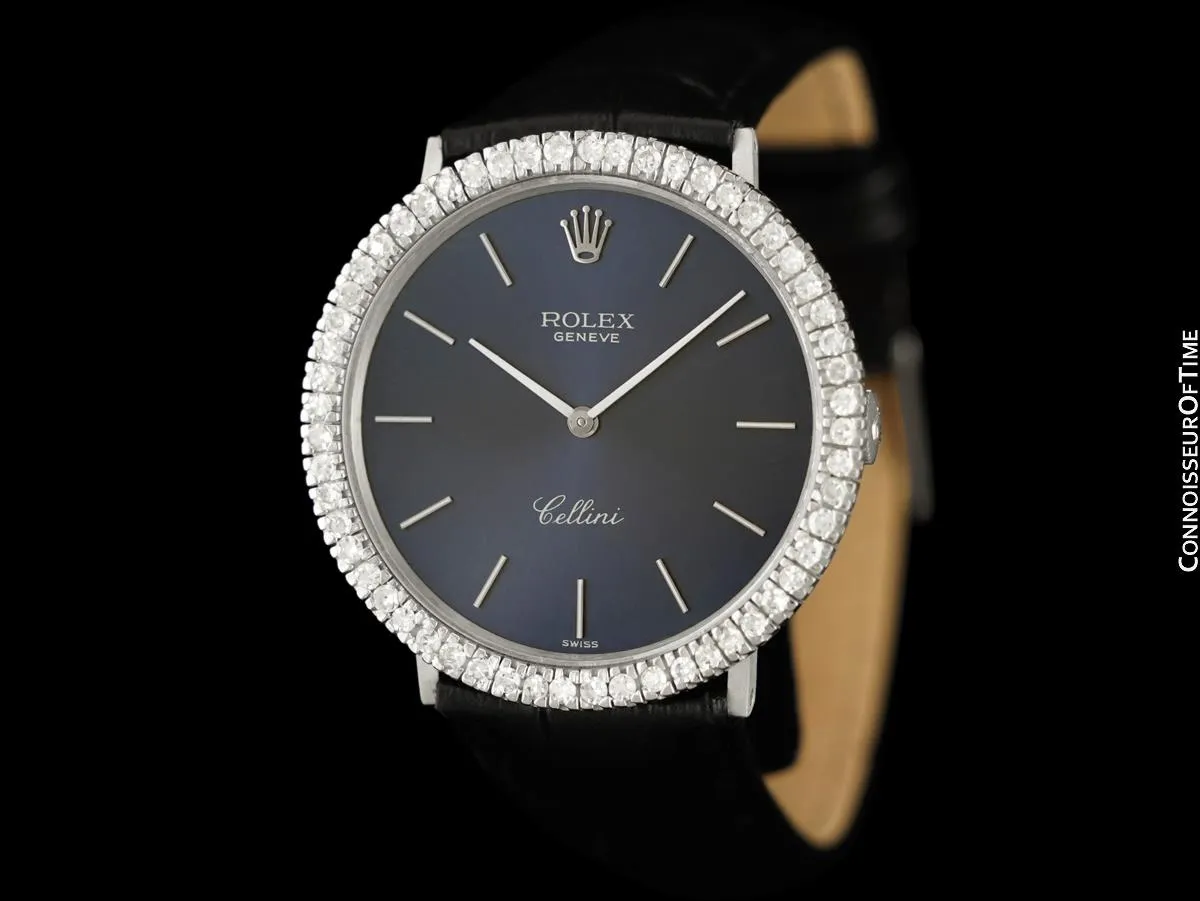 1973 Rolex Cellini Vintage Mens Handwound Ref. 3833 Watch - 18K White Gold & Diamonds