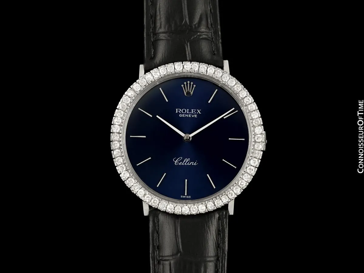 1973 Rolex Cellini Vintage Mens Handwound Ref. 3833 Watch - 18K White Gold & Diamonds