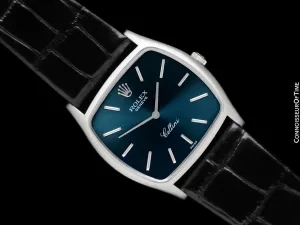 1973 Rolex Cellini Vintage Mens Handwound TV Shaped Watch, Ref. 3805 - 18K White Gold