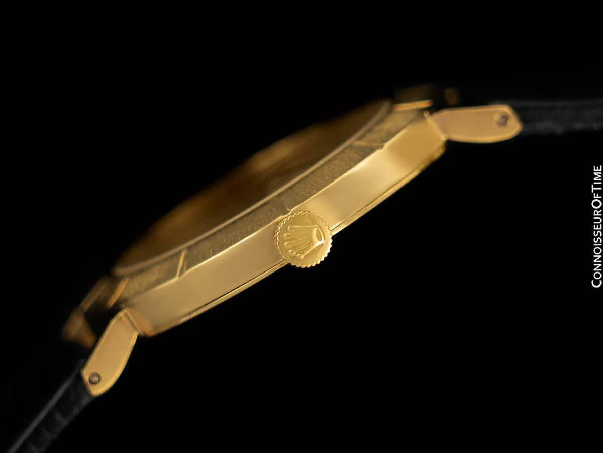 1973 Rolex Cellini Vintage Mens Midsize Handwound Oval Watch, Ref. 3881 - 18K Gold