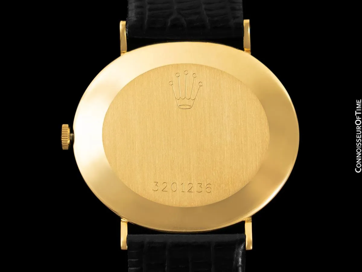 1973 Rolex Cellini Vintage Mens Midsize Handwound Oval Watch, Ref. 3881 - 18K Gold