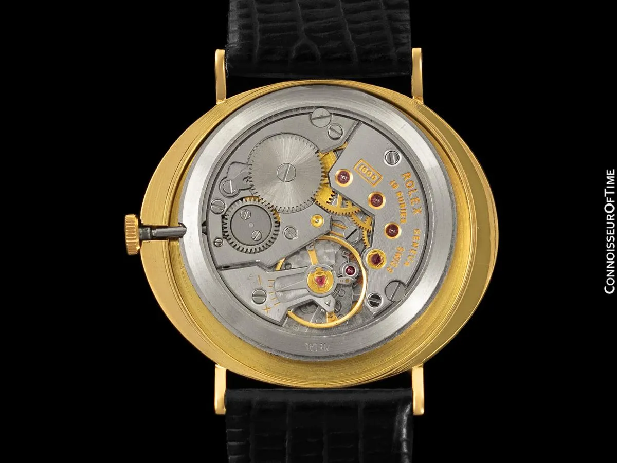 1973 Rolex Cellini Vintage Mens Midsize Handwound Oval Watch, Ref. 3881 - 18K Gold