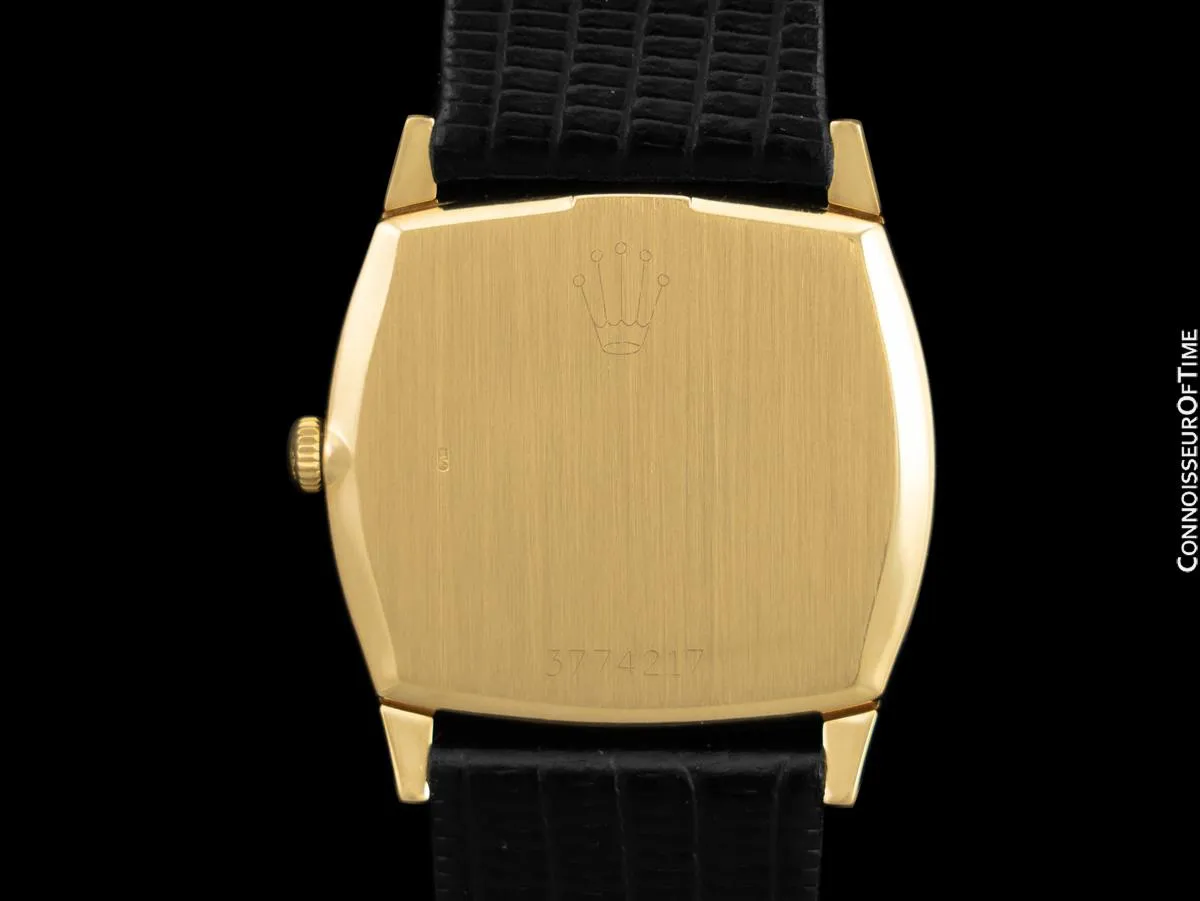 1974 Rolex Cellini Vintage Mens Handwound TV Shaped Dress Watch with Green Vignette Dial, Ref. 3805 - 18K Gold