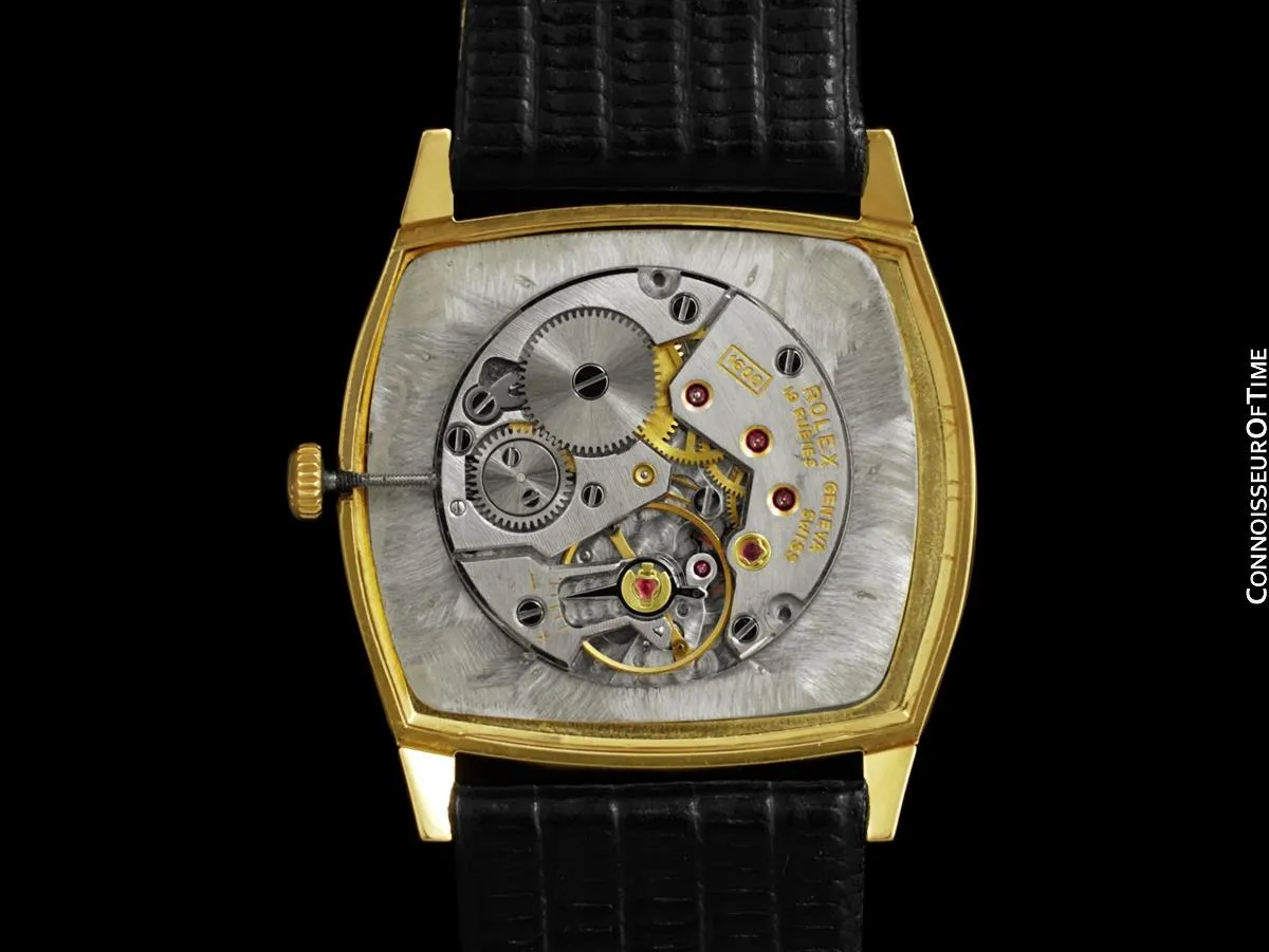 1975 Rolex Cellini Vintage Mens Handwound TV Shaped Dress Watch, Ref. 3805 - 18K Gold