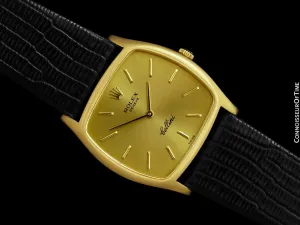 1975 Rolex Cellini Vintage Mens Handwound TV Shaped Dress Watch, Ref. 3805 - 18K Gold