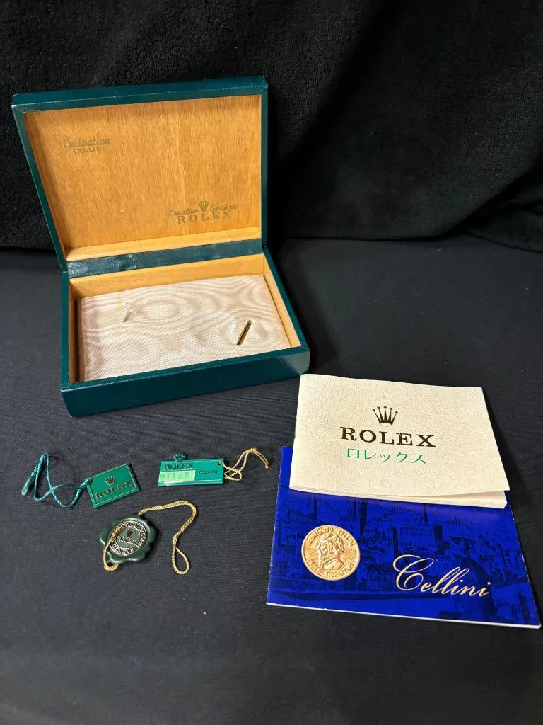 1975 Rolex Cellini Vintage Mens Handwound TV Shaped Ref. 3805 18K Gold Dress Watch - Box & Tags