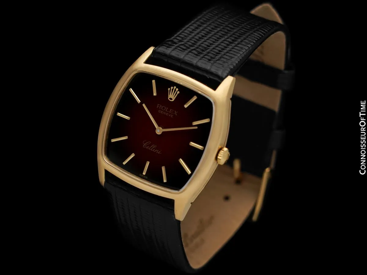 1975 Rolex Cellini Vintage Mens Handwound TV Shaped Ref. 3805 18K Gold Dress Watch - Box & Tags