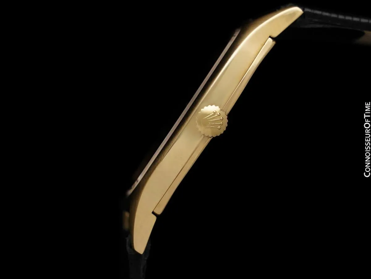 1975 Rolex Cellini Vintage Mens Handwound TV Shaped Ref. 3805 18K Gold Dress Watch - Box & Tags
