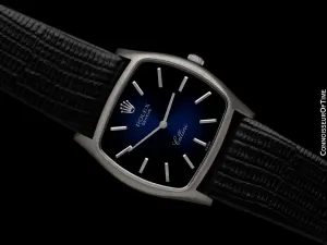 1975 Rolex Cellini Vintage Mens Handwound TV Shaped Watch, Ref. 3805 - 18K White Gold