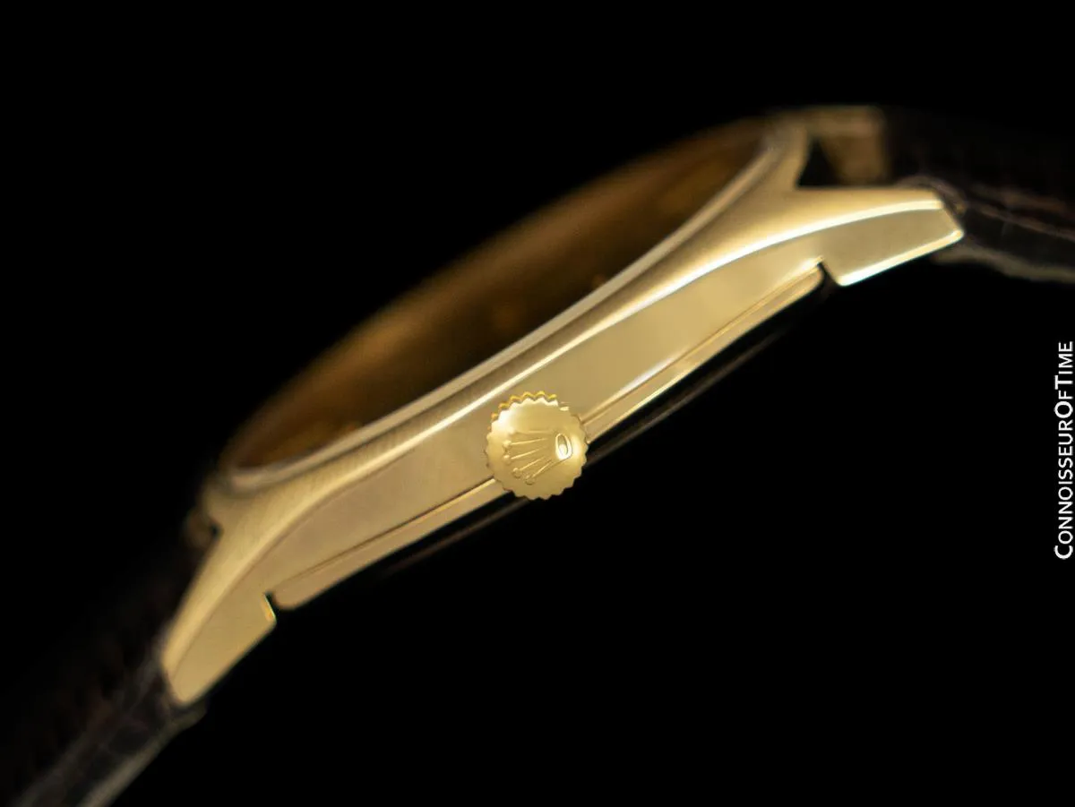 1975 Rolex Cellini Vintage Mens Handwound TV Watch with Champagne Dial, Ref. 3806 - 18K Gold
