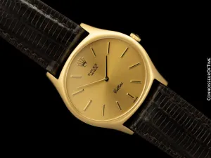 1975 Rolex Cellini Vintage Mens Handwound TV Watch with Champagne Dial, Ref. 3806 - 18K Gold