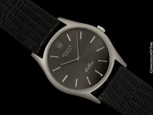 1983 Rolex Cellini Vintage Mens Handwound Dress Ref. 3804 18K White Gold Watch - Papers