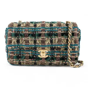 19A Ancient Egypt Gold Green Tweed Mini Rectangular Flap Bag