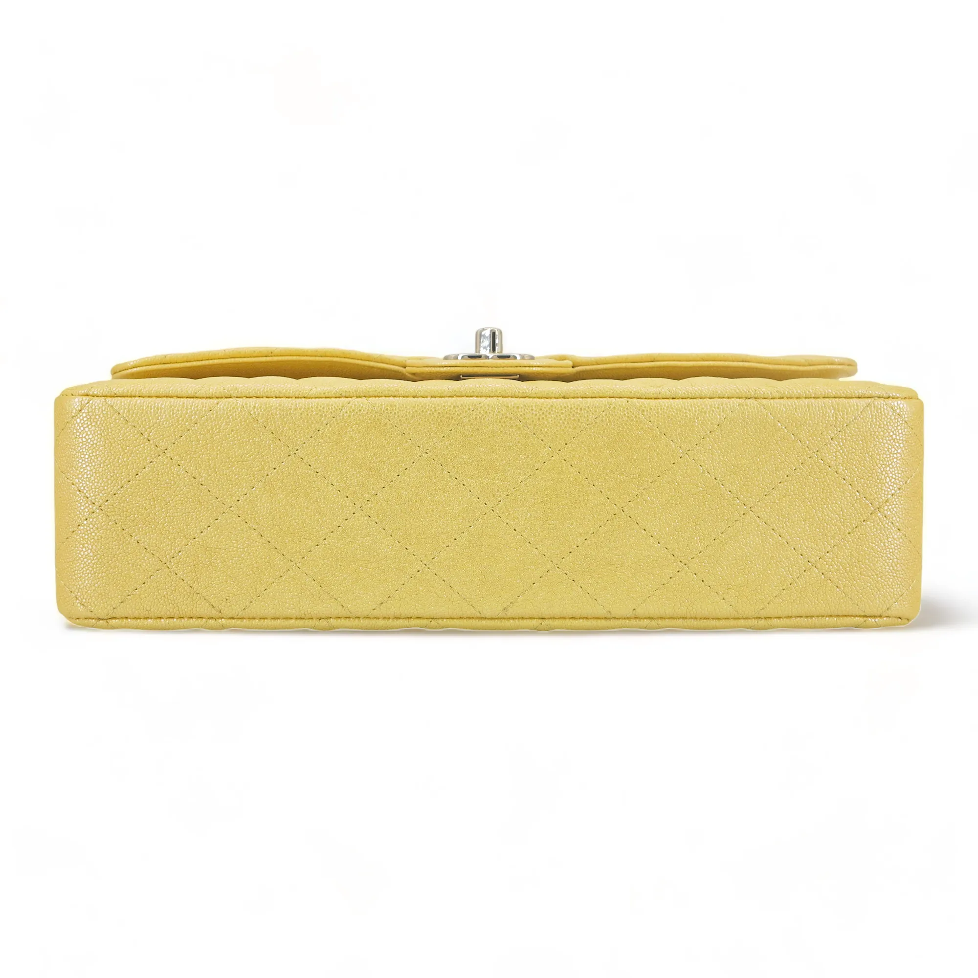 19S Iridescent Yellow Caviar Medium Classic Double Flap Bag