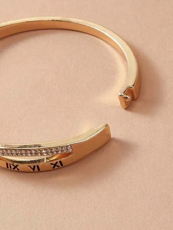 1pc Rhinestone Engraved Bracelet - Gold