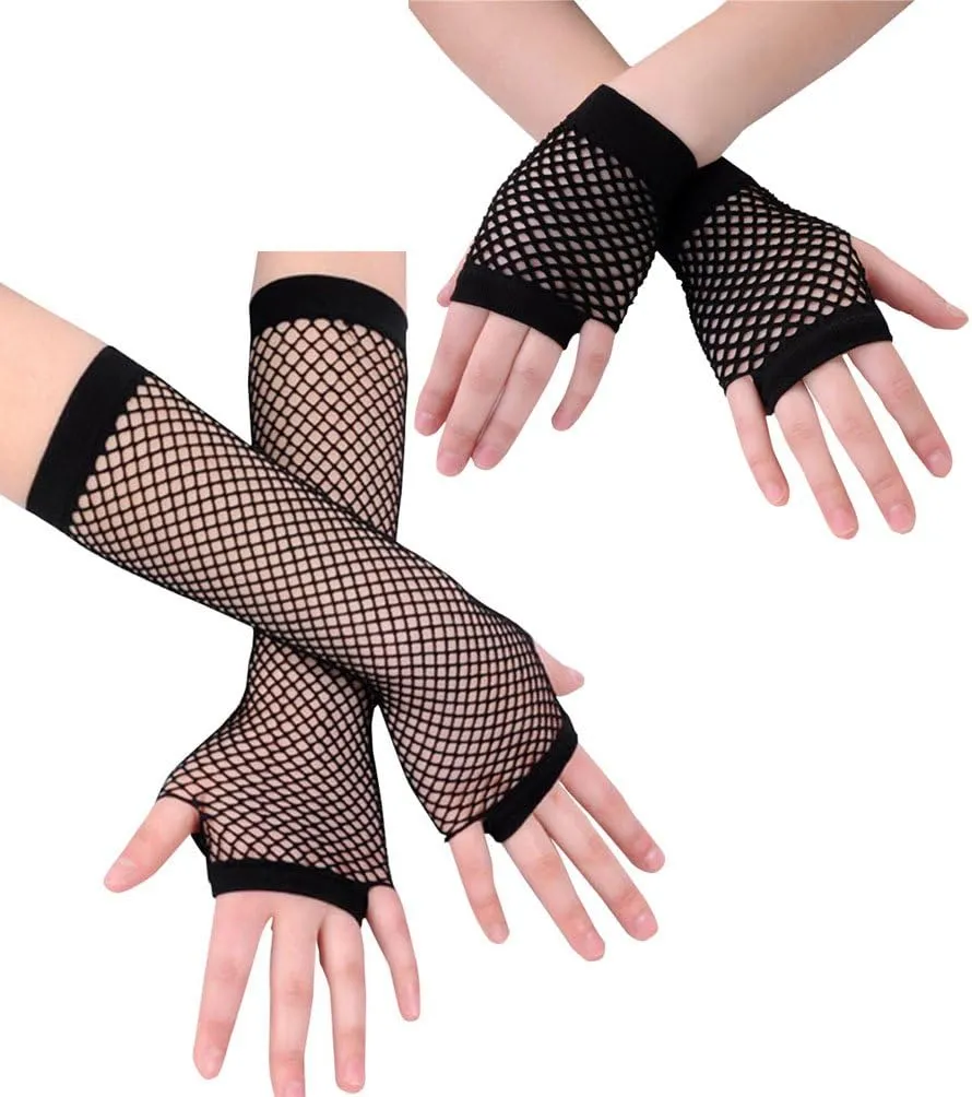 2 Pairs Aftrz Short Fishnet Sleeves w/ Fingerless Gloves