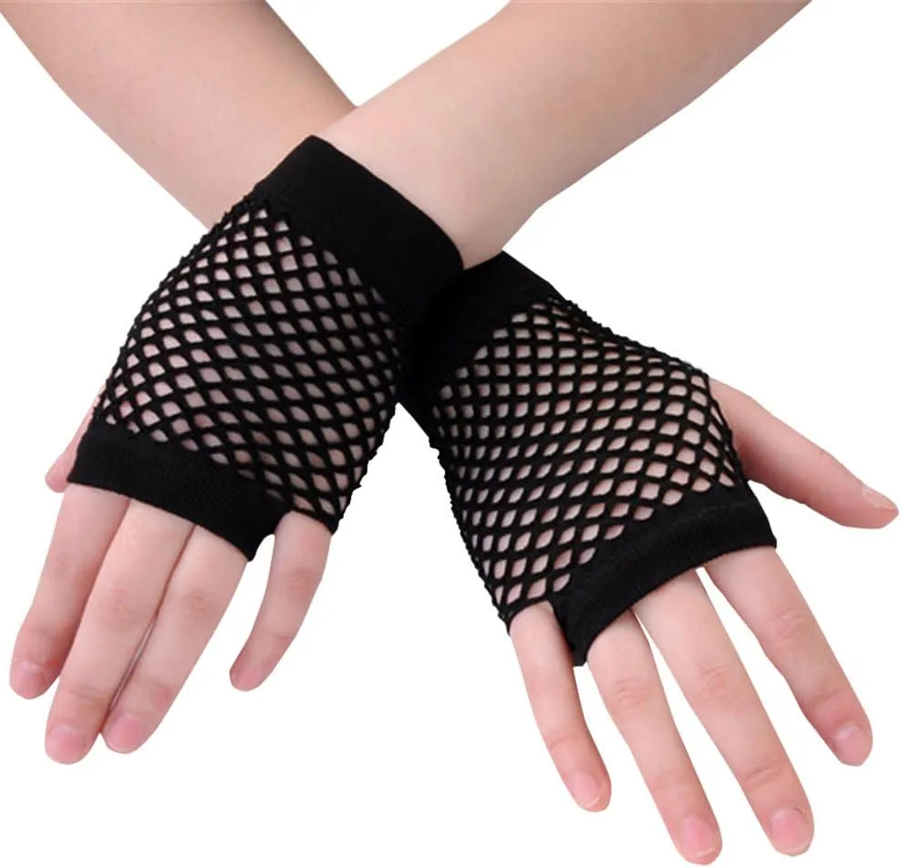 2 Pairs Aftrz Short Fishnet Sleeves w/ Fingerless Gloves