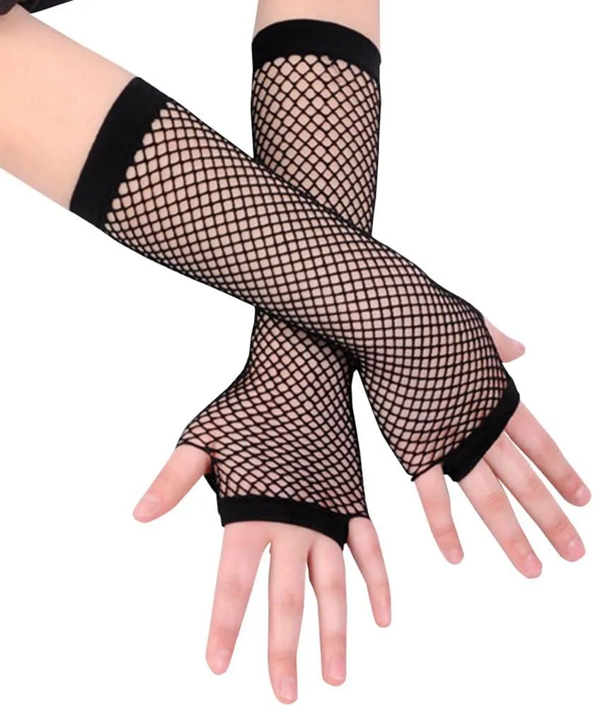 2 Pairs Aftrz Short Fishnet Sleeves w/ Fingerless Gloves
