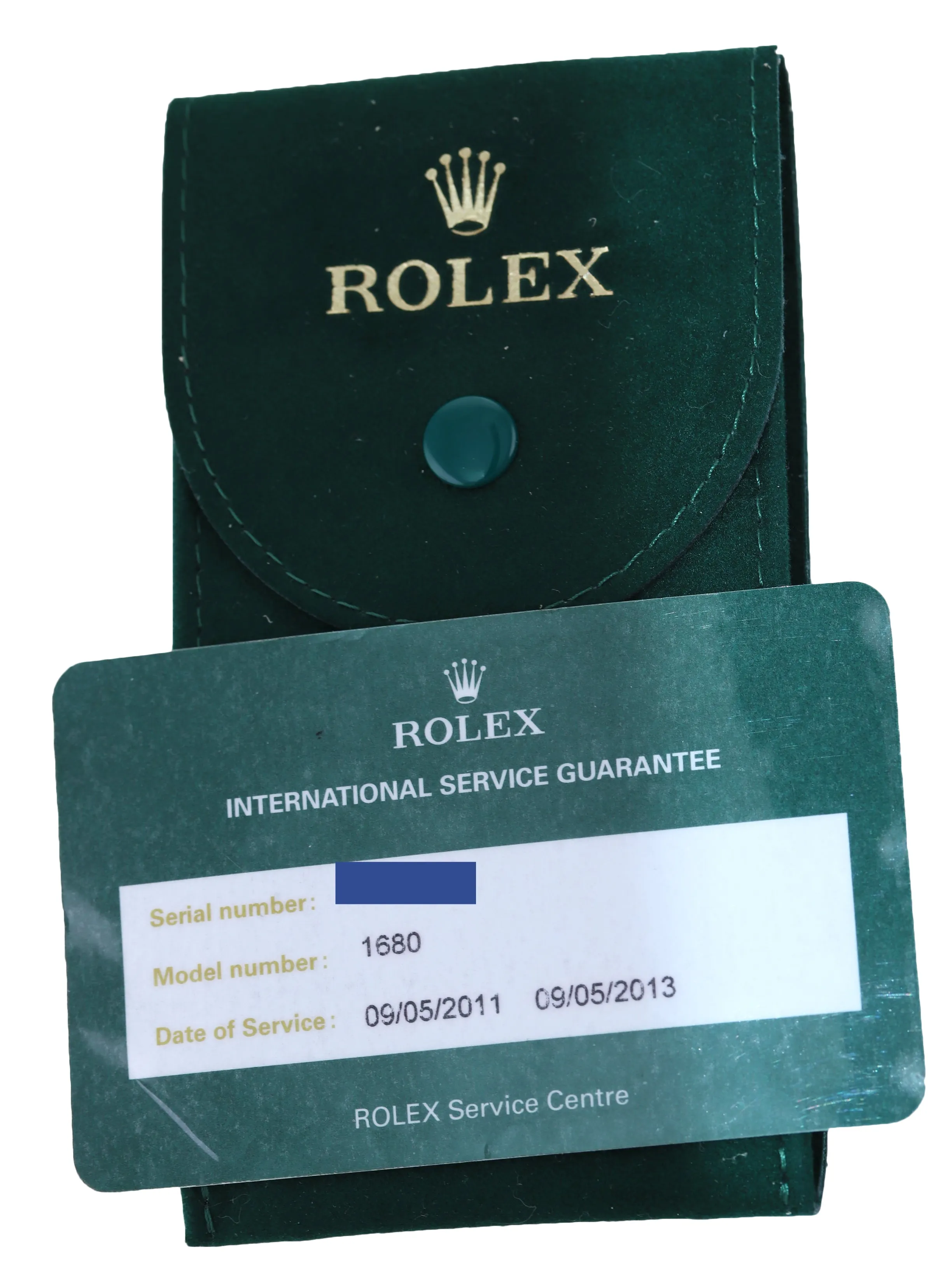 2013 RSC Service Rolex 1680 Submariner Steel 40mm Matte Black Dial Watch Box