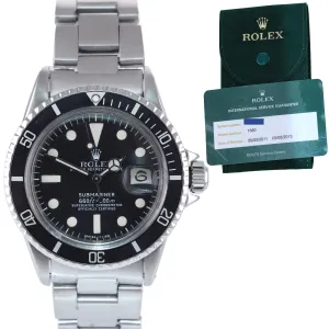 2013 RSC Service Rolex 1680 Submariner Steel 40mm Matte Black Dial Watch Box