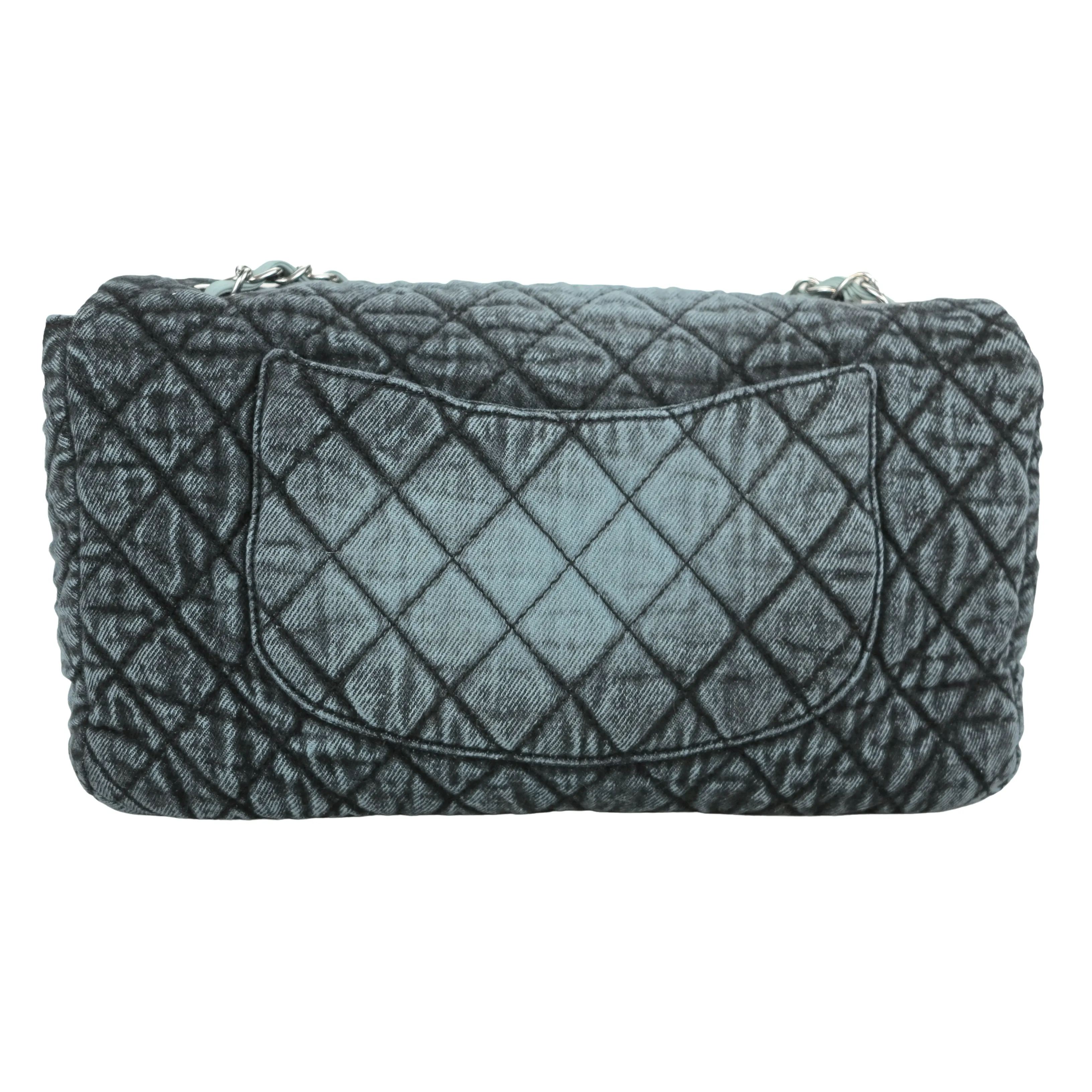 20C Denimpression Flap Bag in Aged Blue Denim