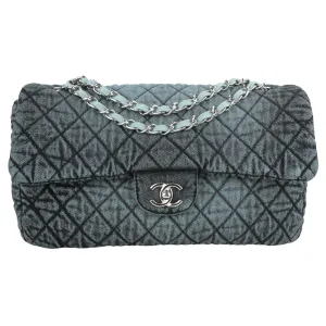 20C Denimpression Flap Bag in Aged Blue Denim